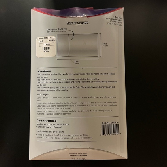 King Size Satin Pillowcase - Charcoal - Picture 3 of 3